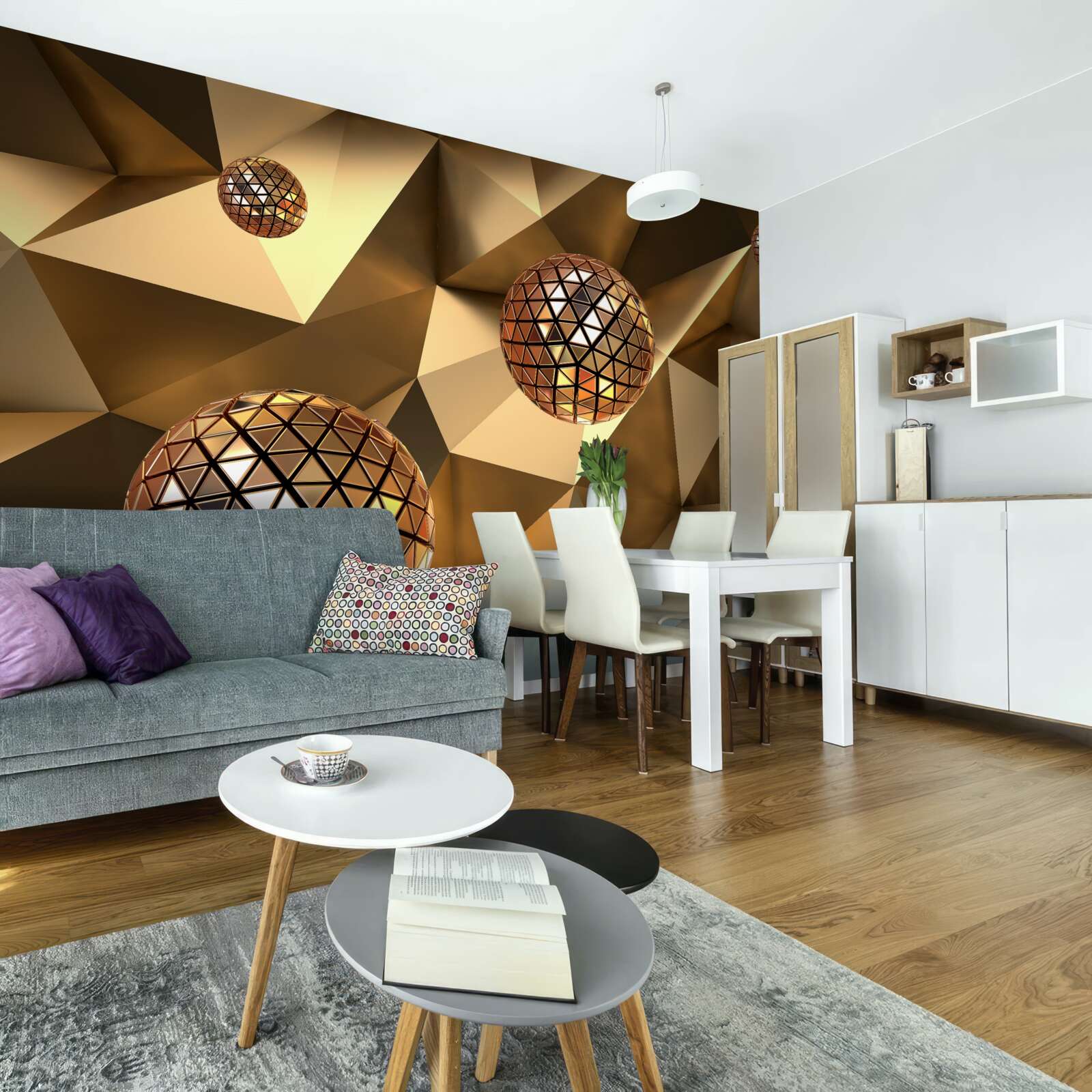 Fotobehang 3d drijvende discoballen