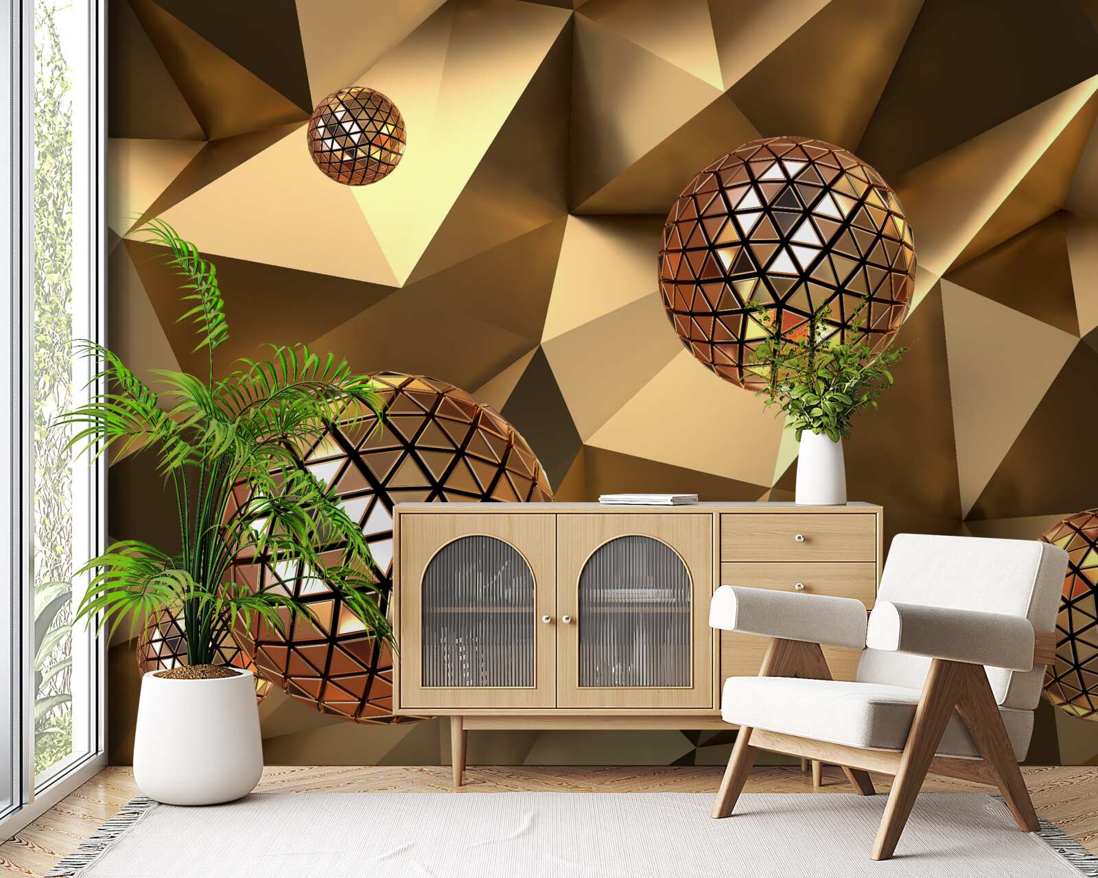 Fotobehang 3d drijvende discoballen