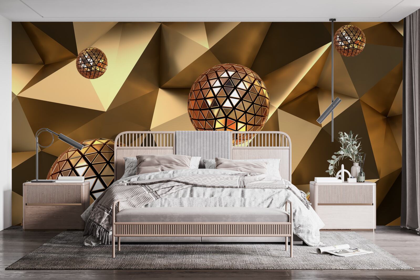 Fotobehang 3d drijvende discoballen