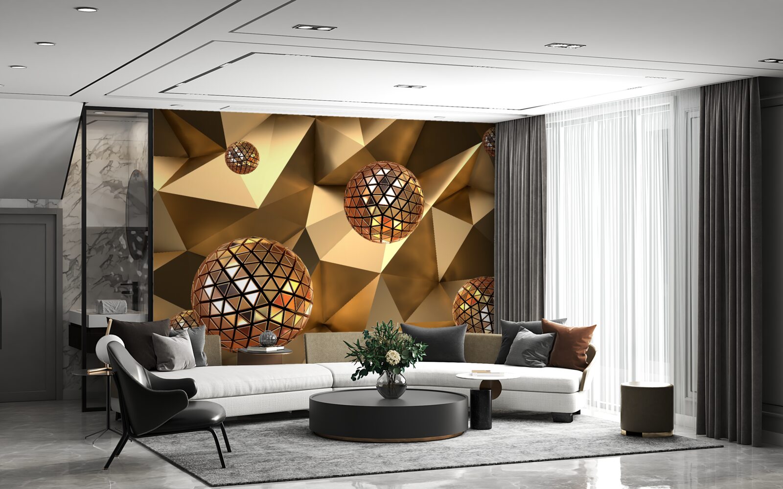 Fotobehang 3d drijvende discoballen