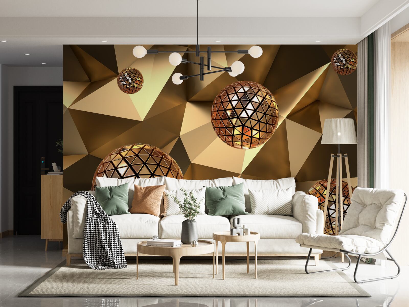 Fotobehang 3d drijvende discoballen