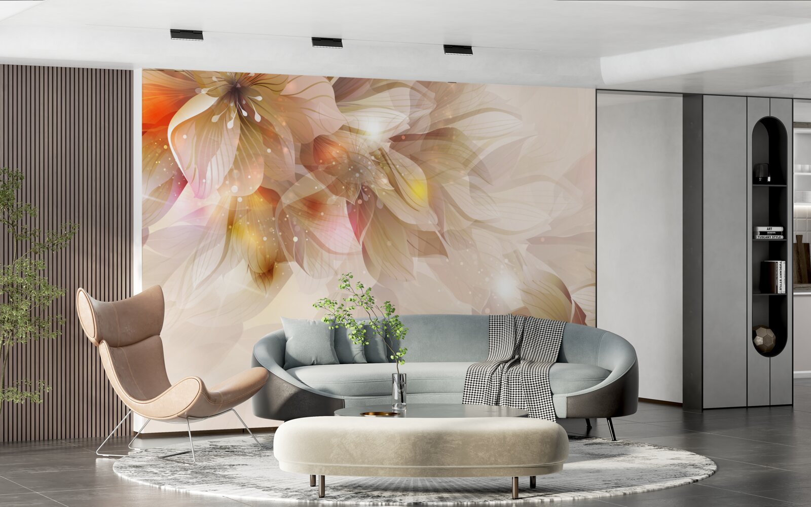 Fotobehang heldere bloemen met zacht licht