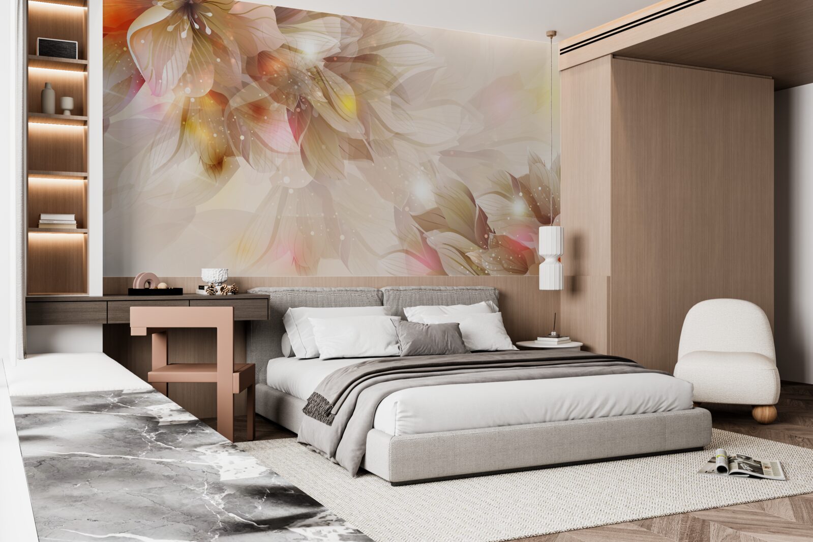 Fotobehang heldere bloemen met zacht licht