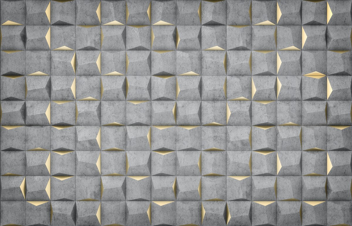 Fotobehang 3d rechthoeken met gouden elementen