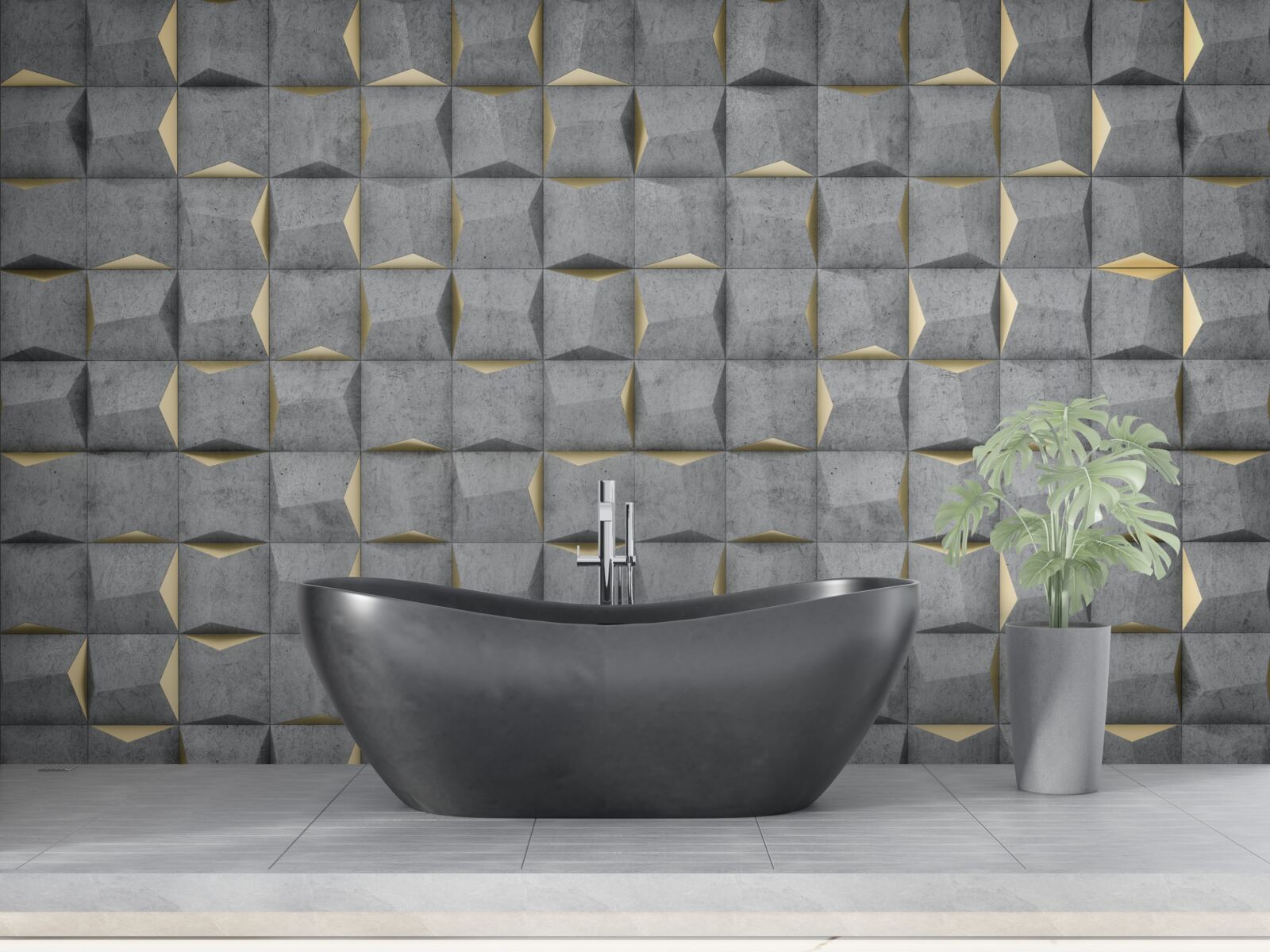 Fotobehang 3d rechthoeken met gouden elementen