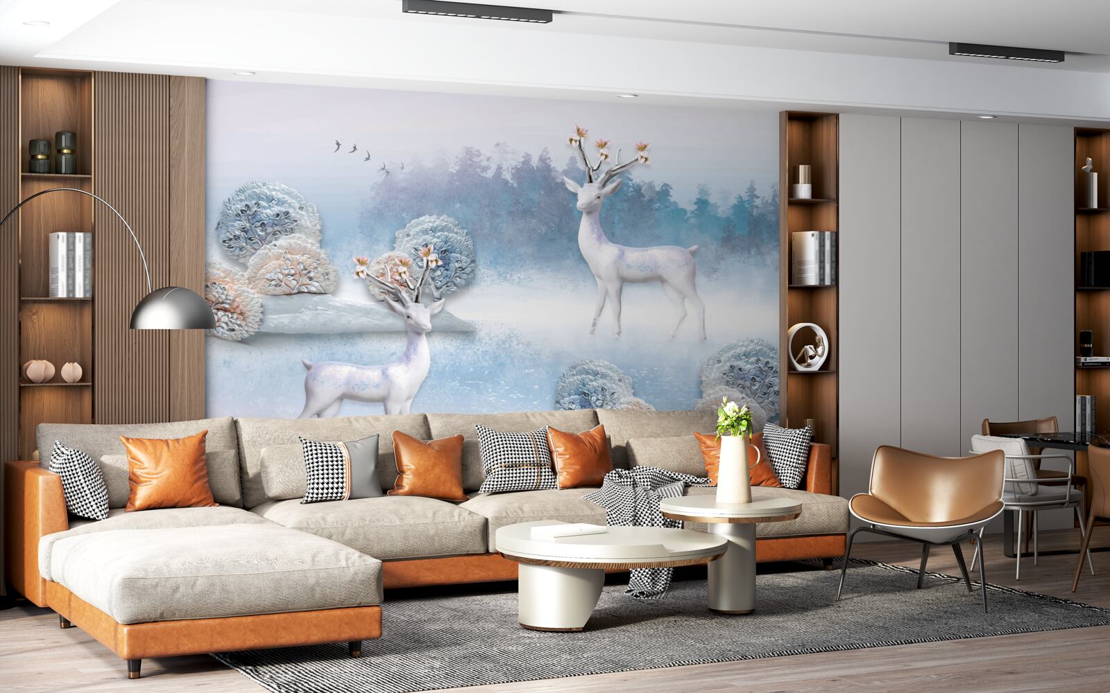 Fotobehang herten in een winters bos