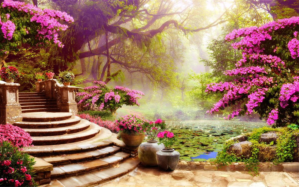 Fotobehang landschap met lawaai