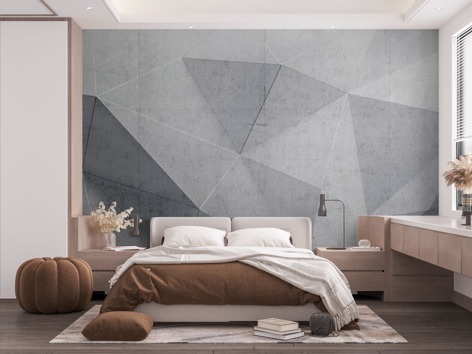 Fotobehang grijze driehoeken in abstracte stijl