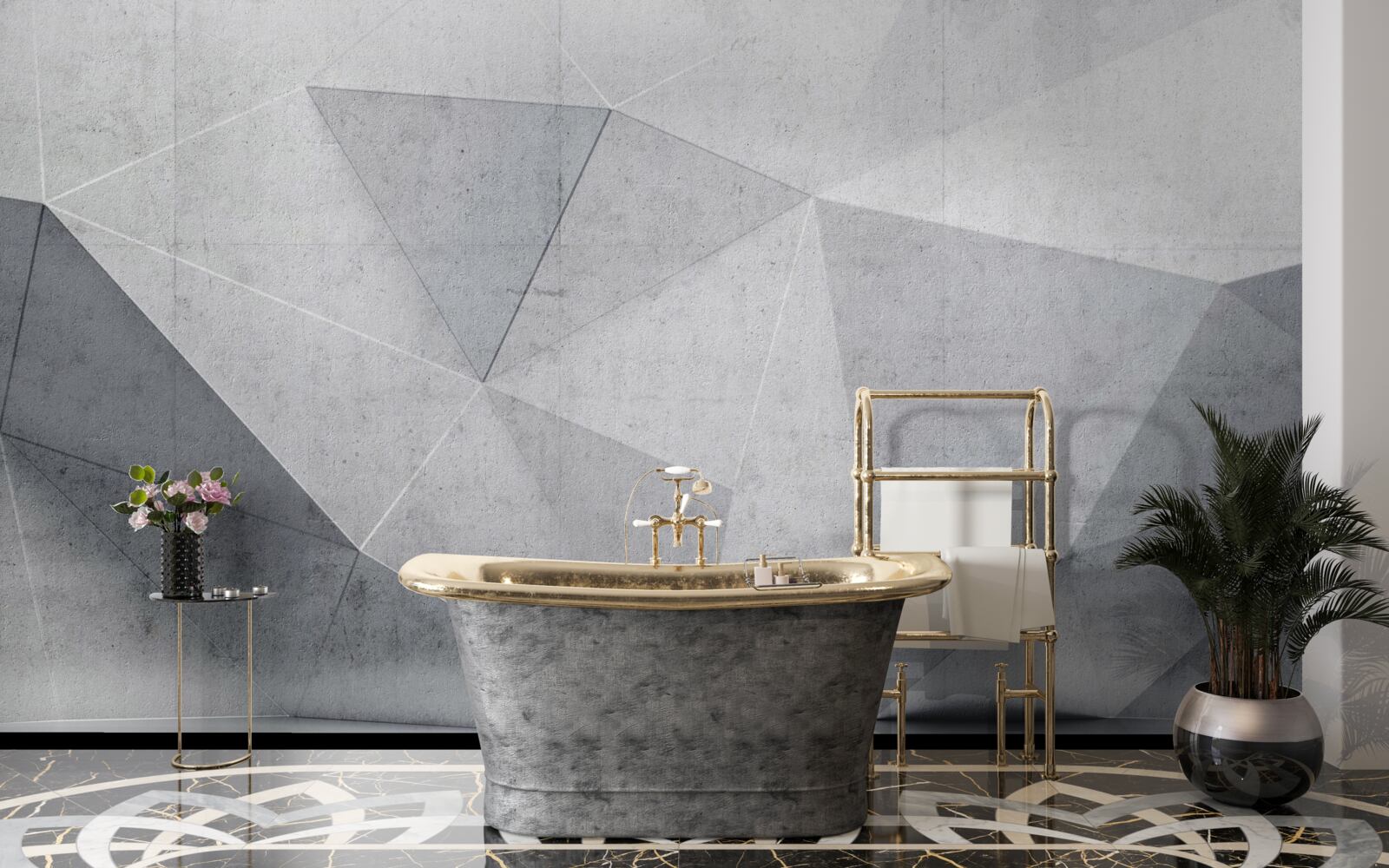 Fotobehang grijze driehoeken in abstracte stijl