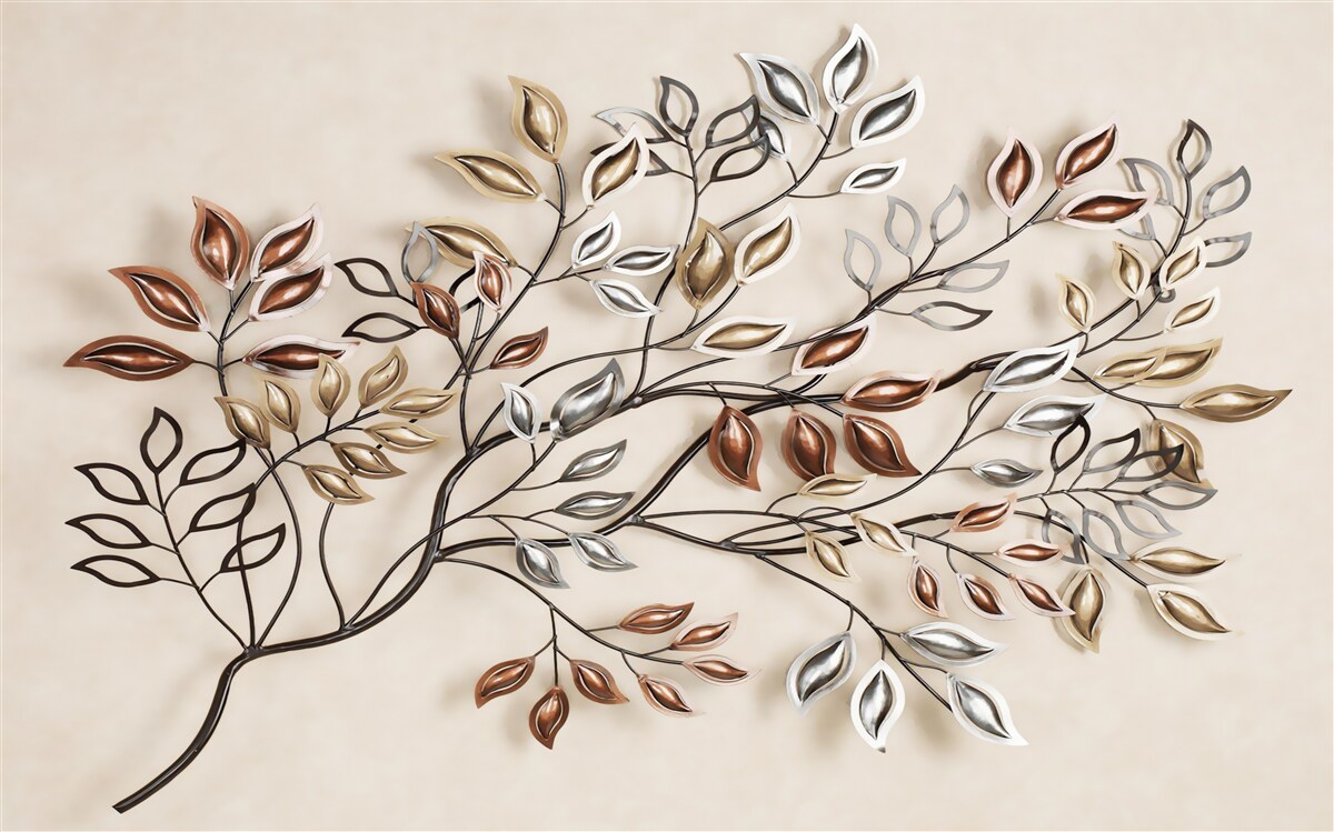 Fotobehang metalen bladeren aan een tak