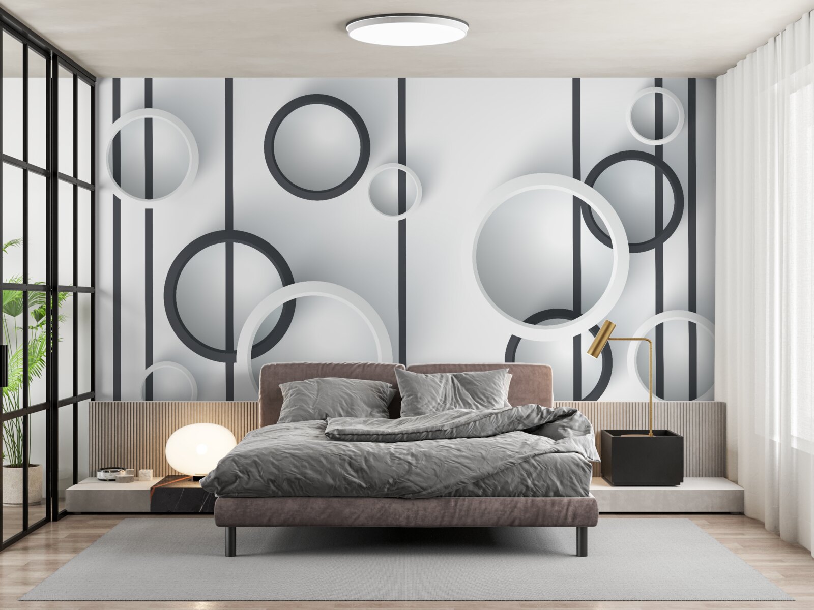 Fotobehang cirkels en lijnen in abstractie