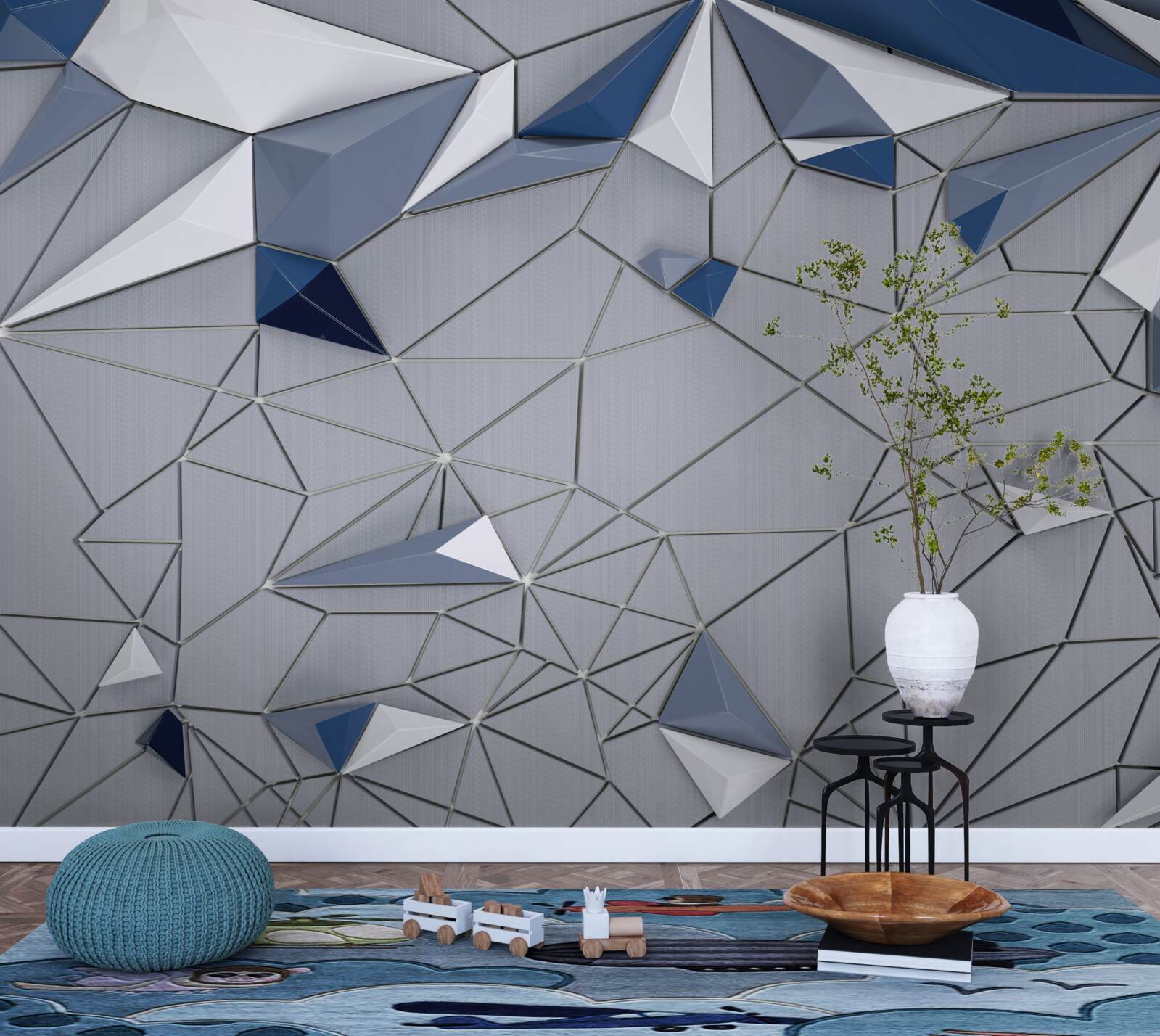 Fotobehang blauw glazen marmer