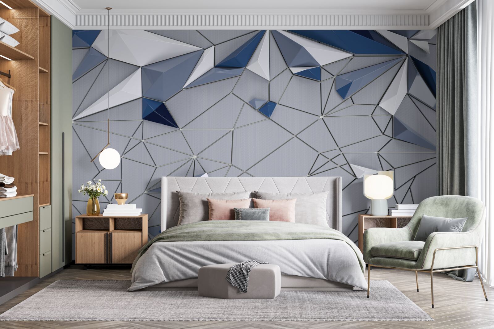 Fotobehang blauw glazen marmer