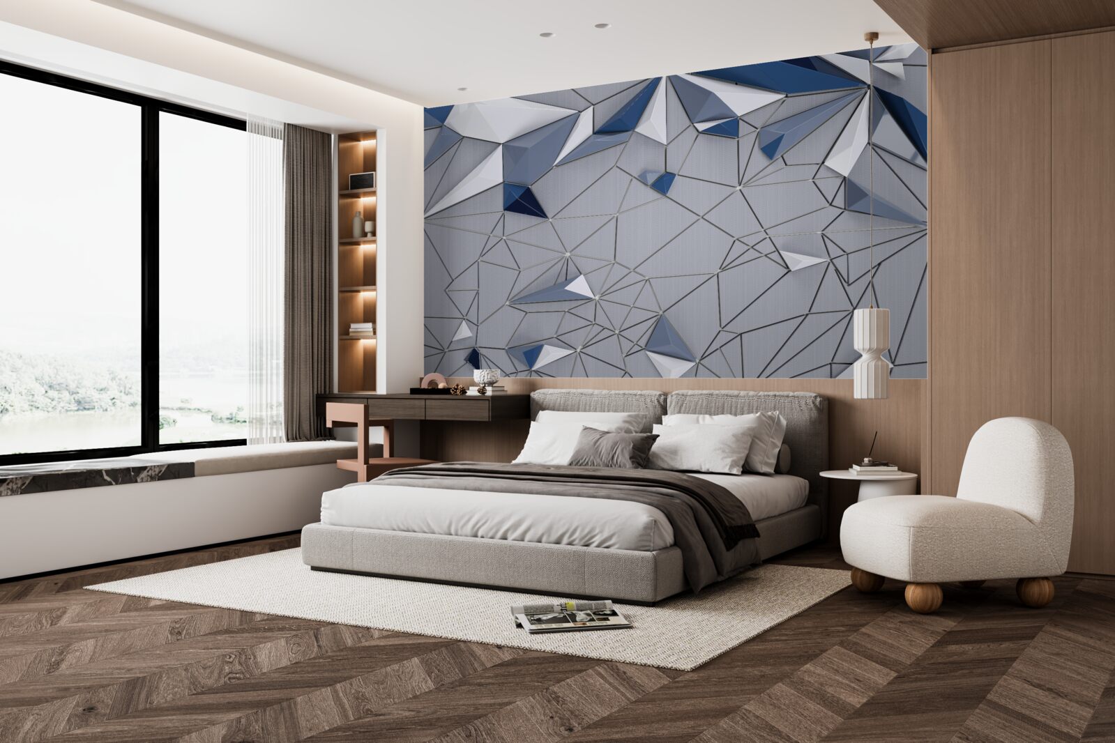 Fotobehang blauw glazen marmer