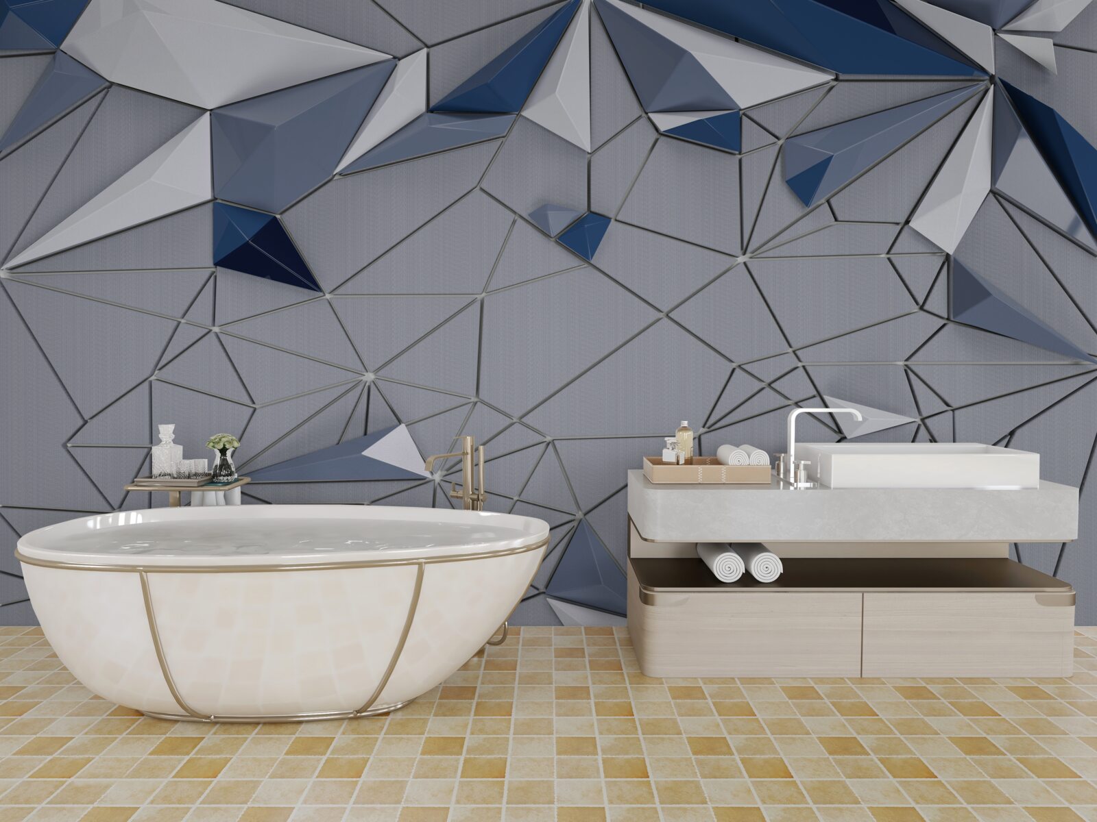 Fotobehang blauw glazen marmer