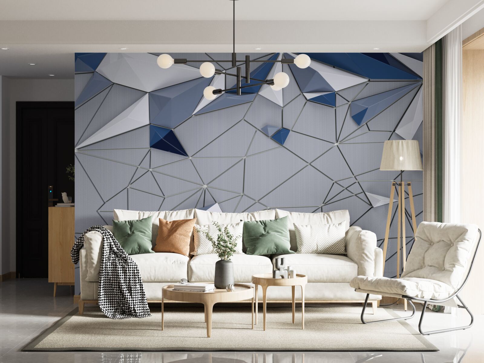 Fotobehang blauw glazen marmer