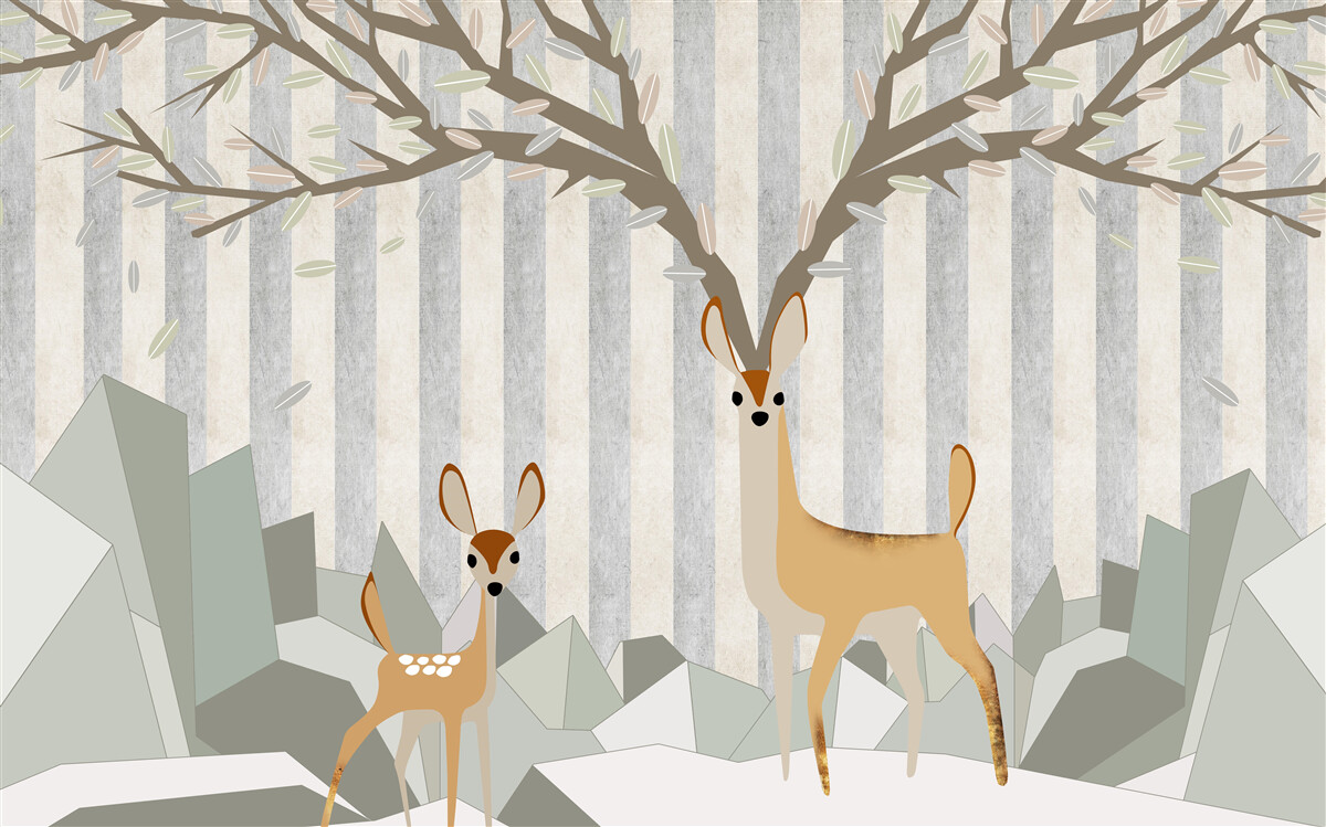 Fotobehang hert op abstracte achtergrond