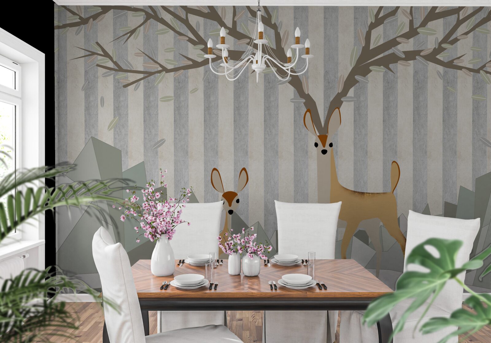 Fotobehang hert op abstracte achtergrond