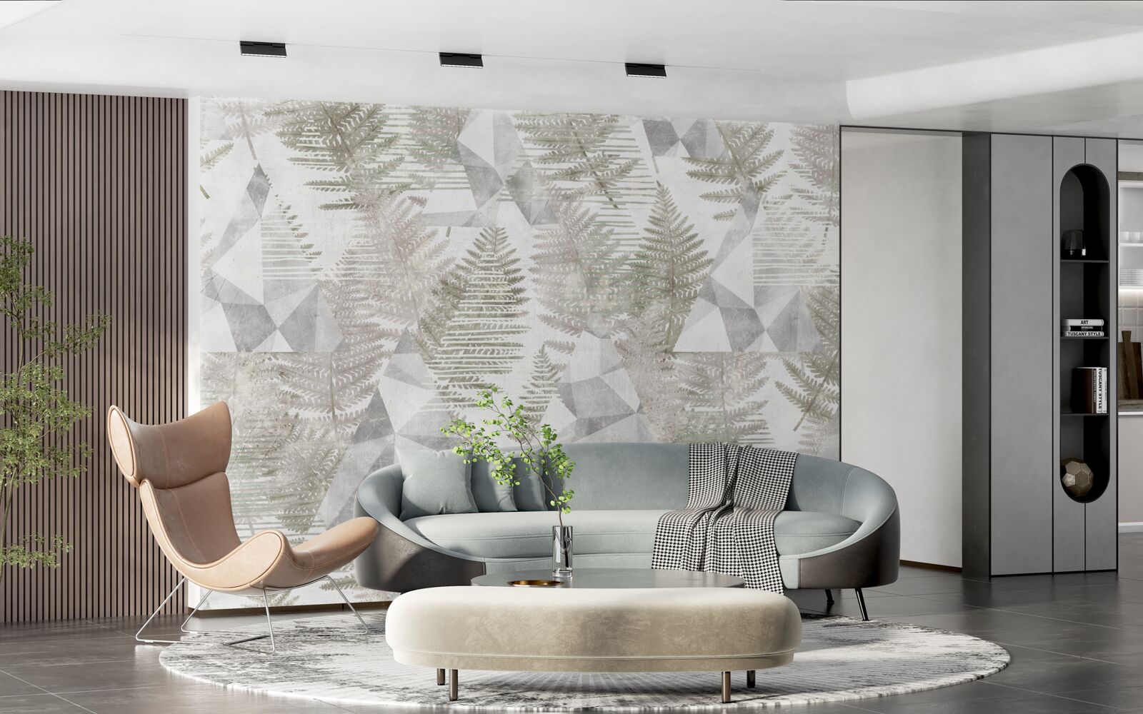 Fotobehang abstract met tropische bladeren