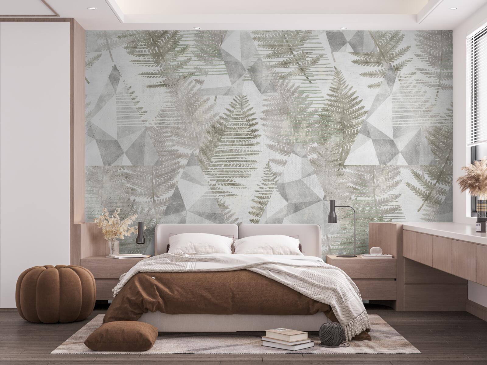 Fotobehang abstract met tropische bladeren