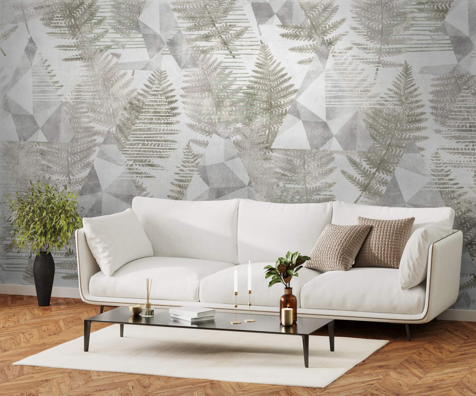 Fotobehang abstract met tropische bladeren