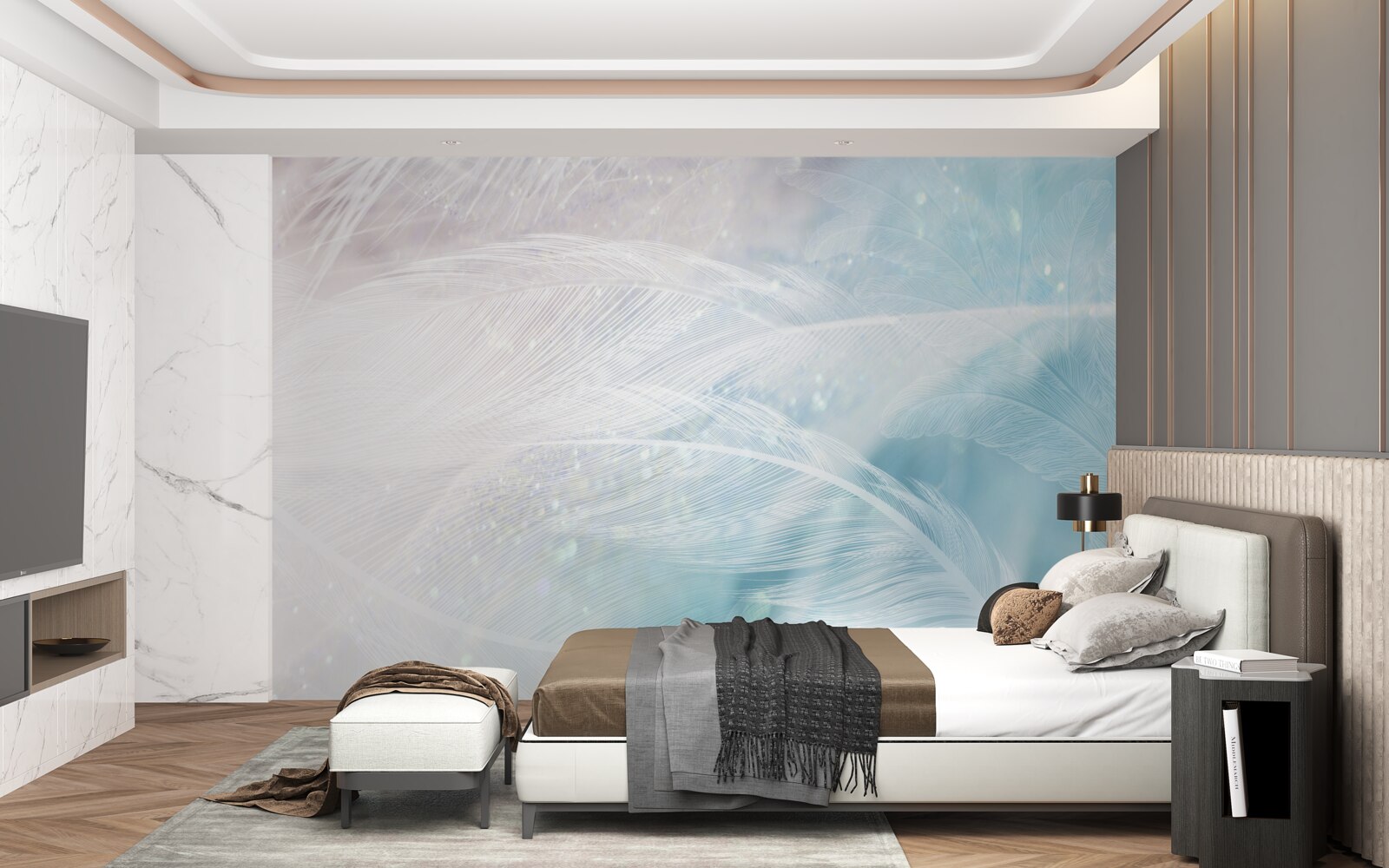 Fotobehang veren in het abstracte