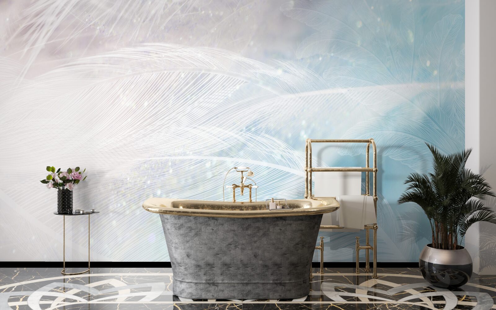 Fotobehang veren in het abstracte