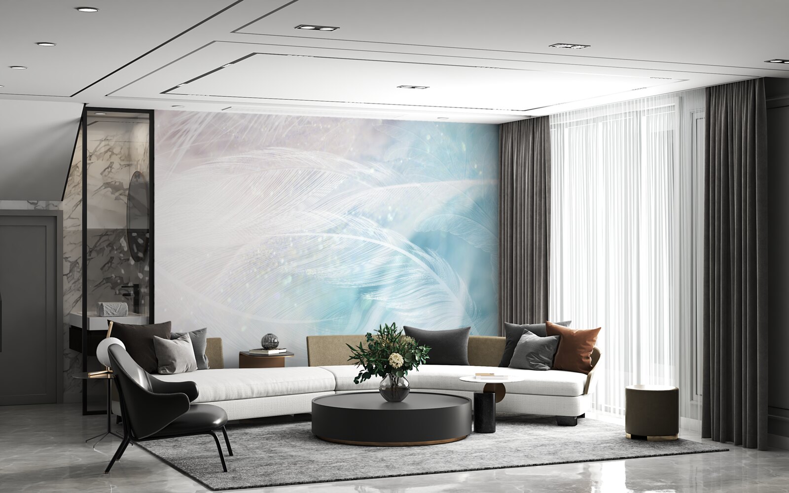 Fotobehang veren in het abstracte