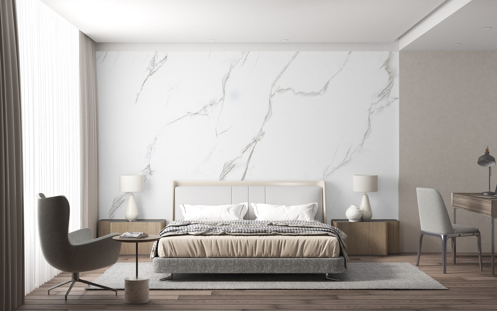 Fotobehang sneeuwwit marmer