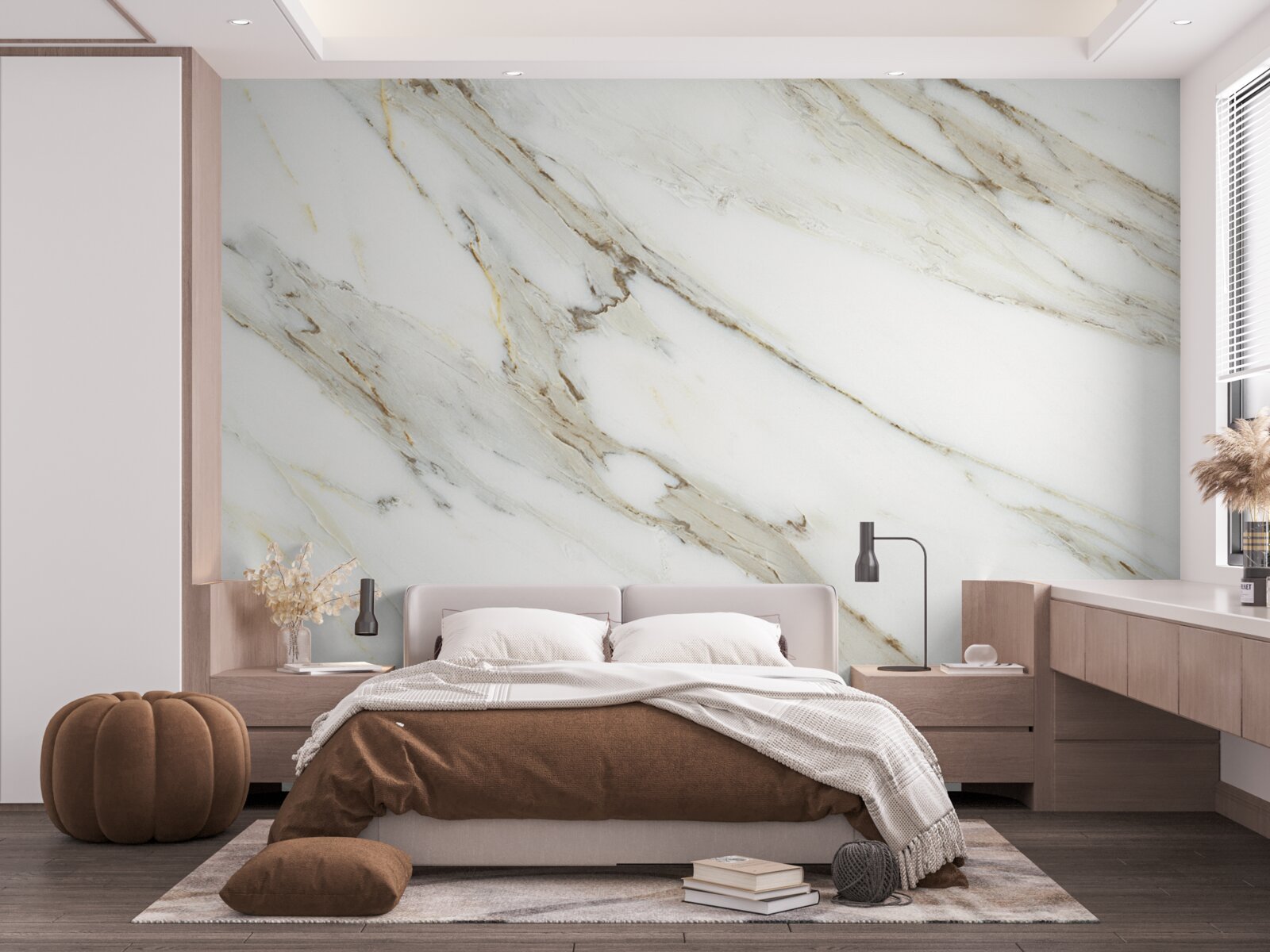 Fotobehang goud en zilver met marmer