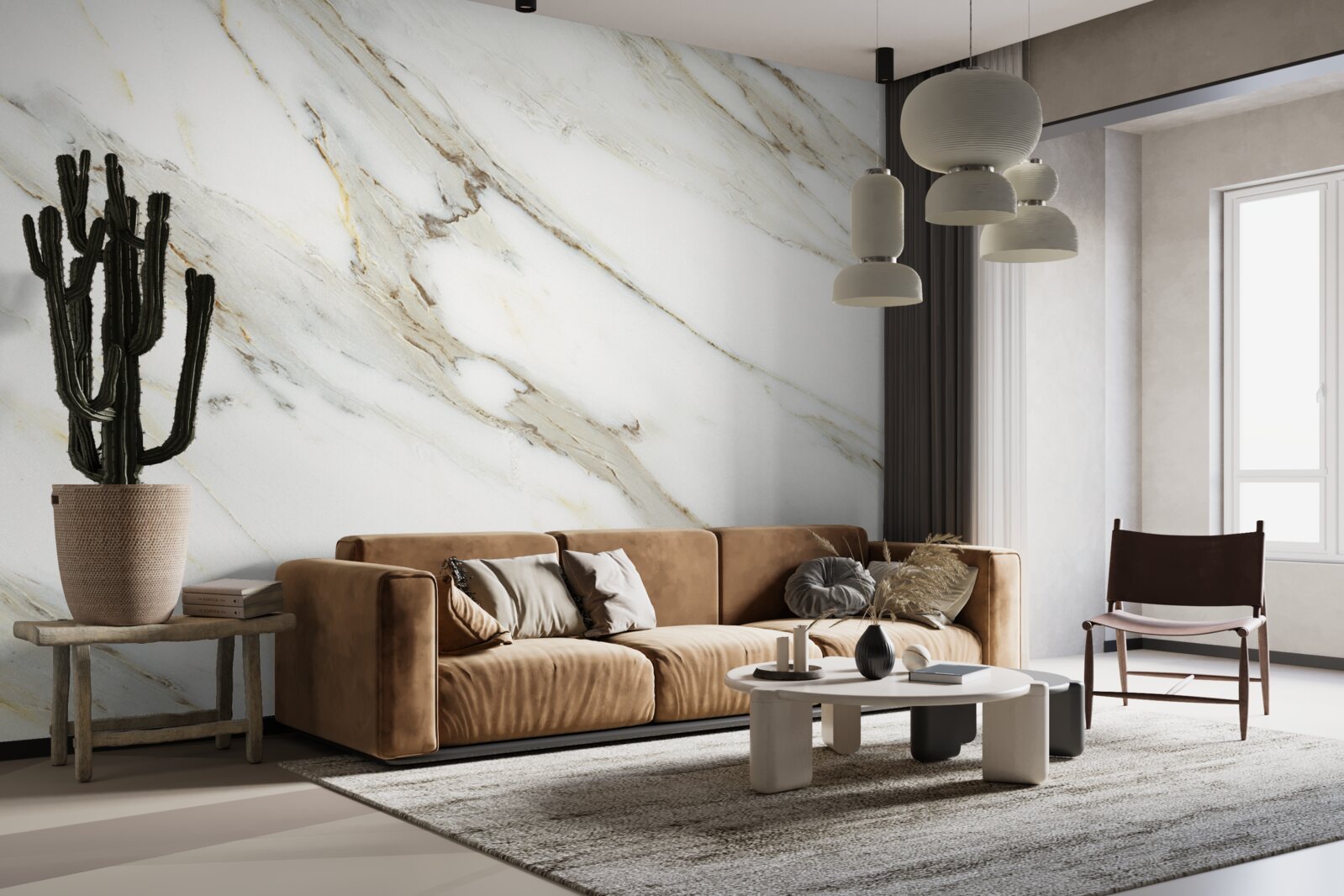 Fotobehang goud en zilver met marmer