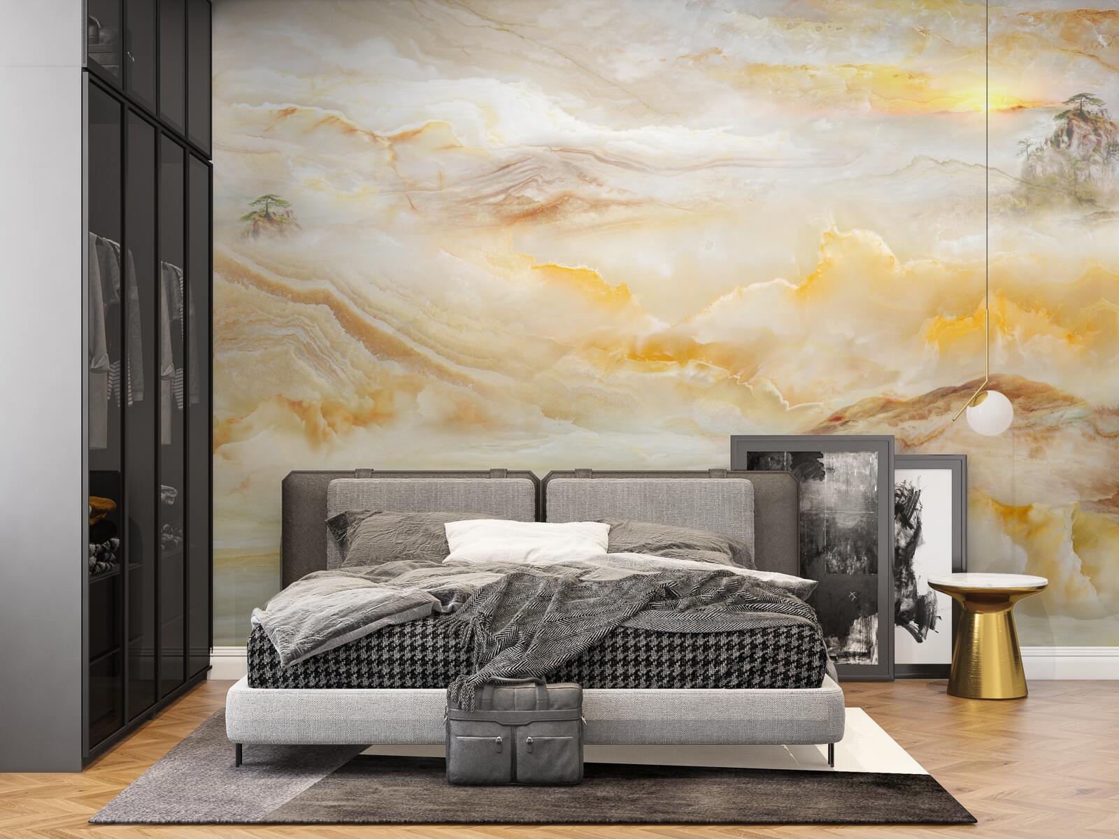 Fotobehang een ochtend in de bergen, gehuld in mist