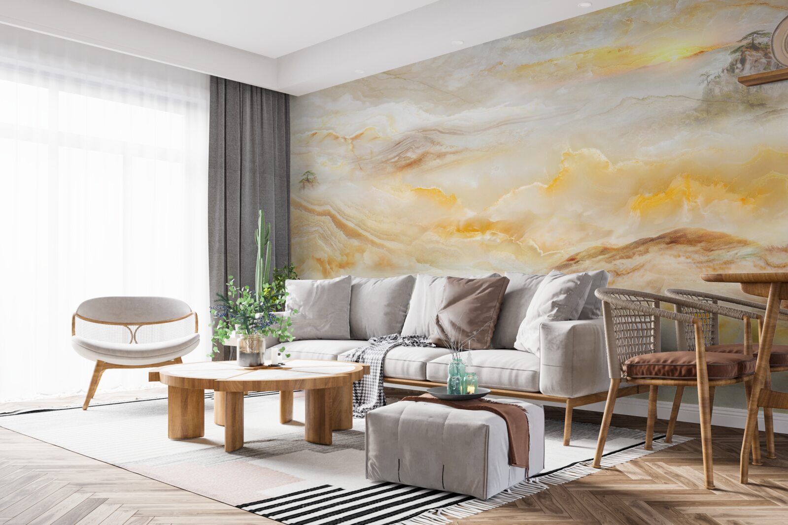 Fotobehang een ochtend in de bergen, gehuld in mist