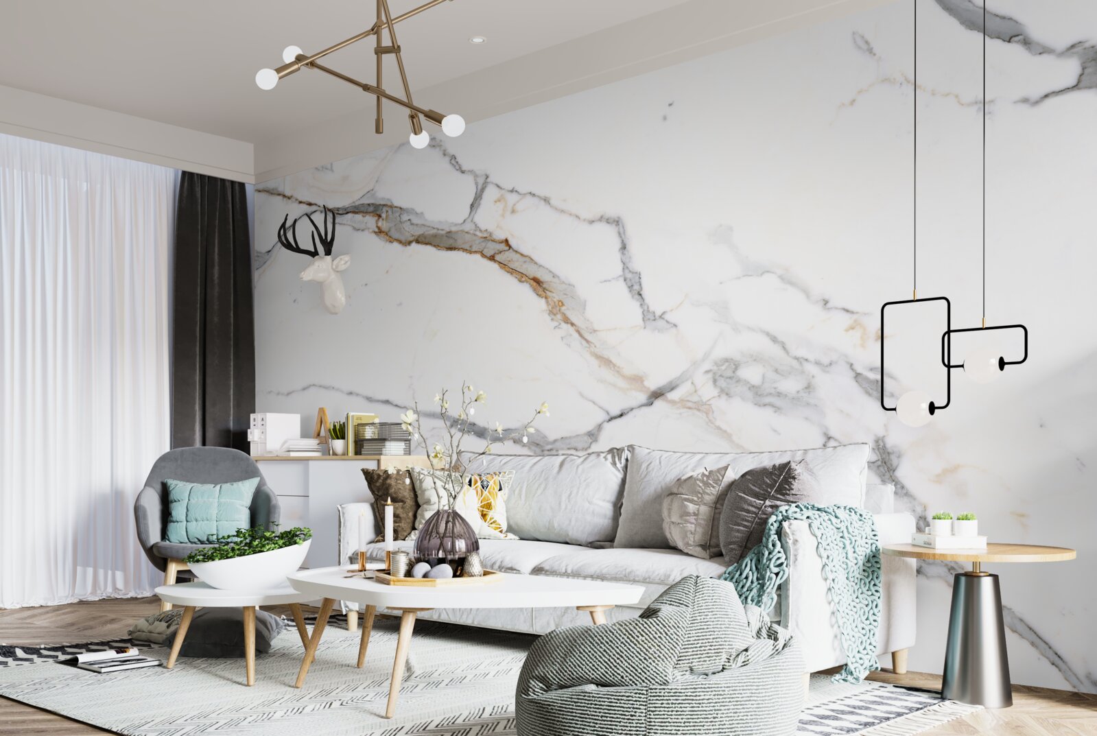 Fotobehang knikker met een wazig golfpatroon