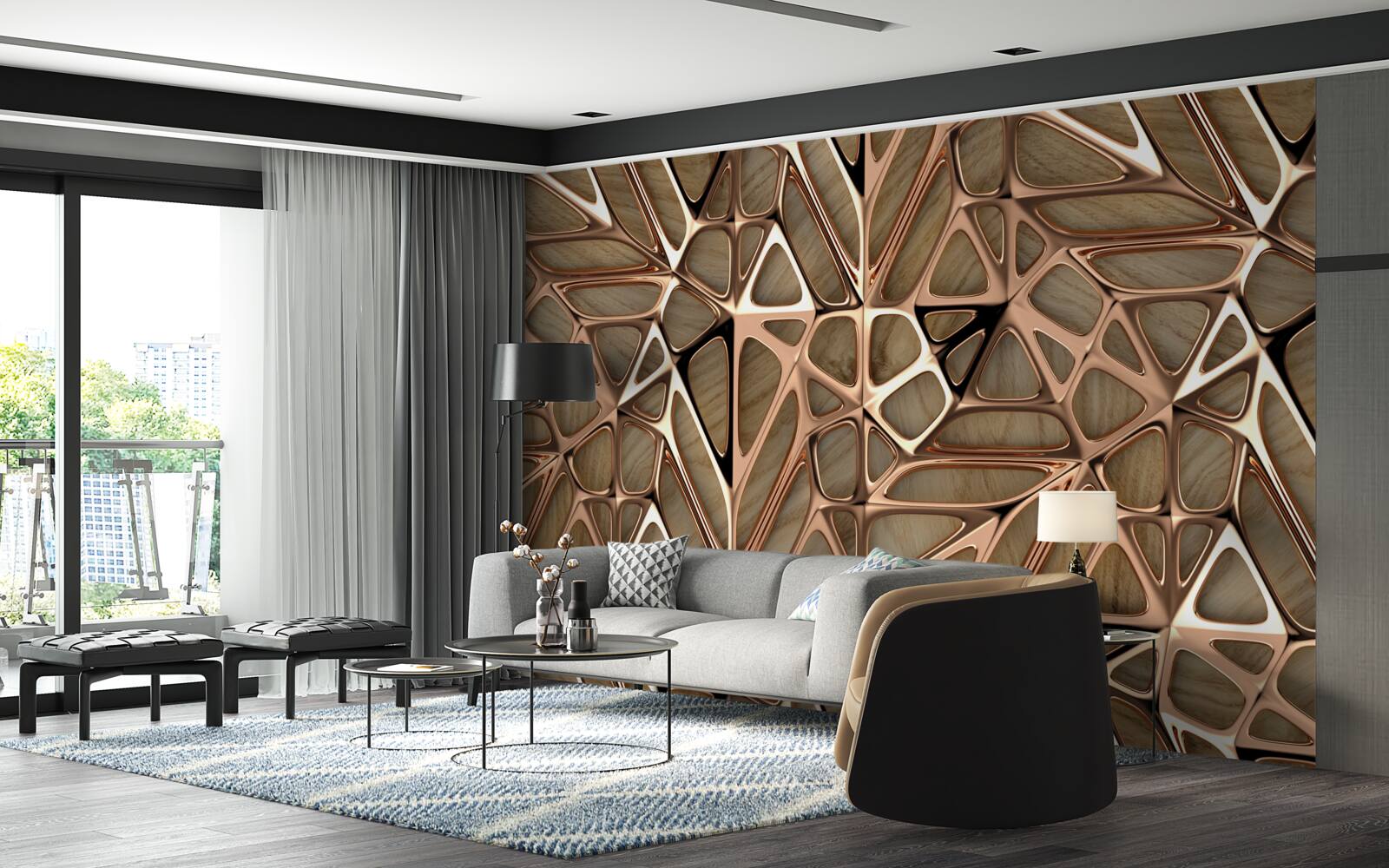 Fotobehang hout- en metaaltexturen