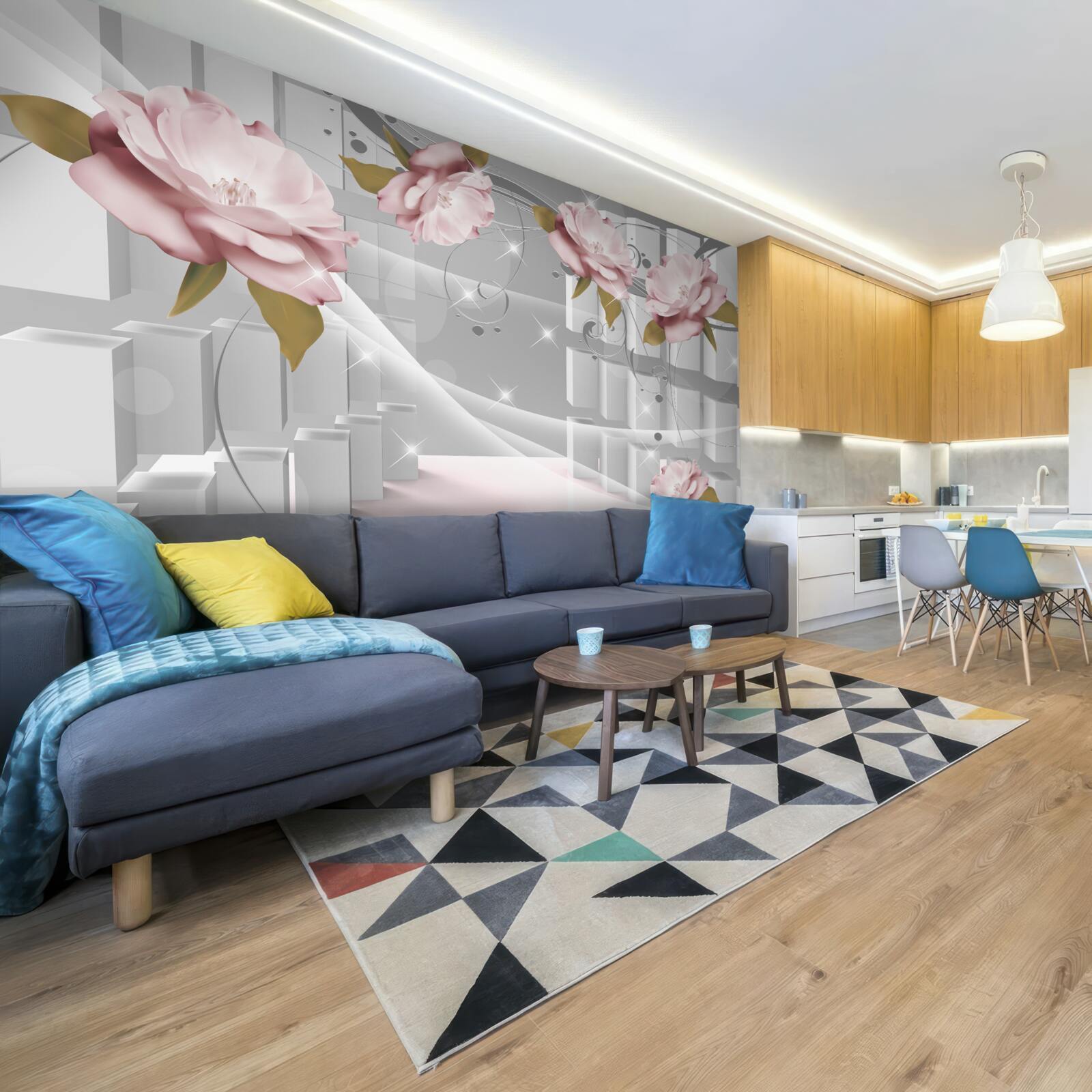 Fotobehang bloemknoppen in geometrische vormen