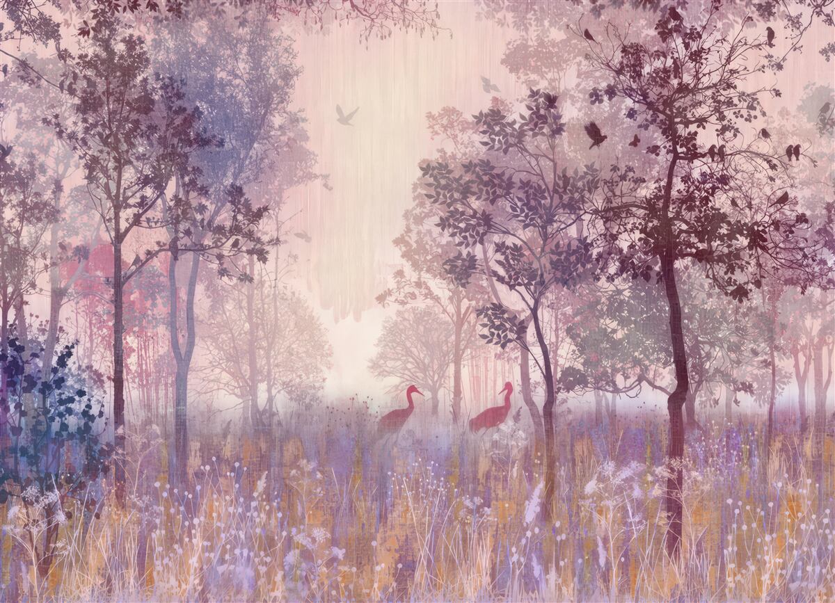 Fotobehang aquarel herfstbos