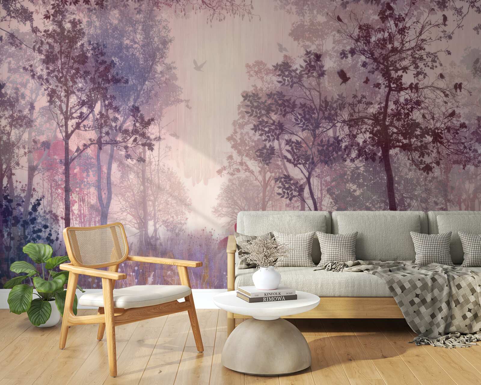 Fotobehang aquarel herfstbos