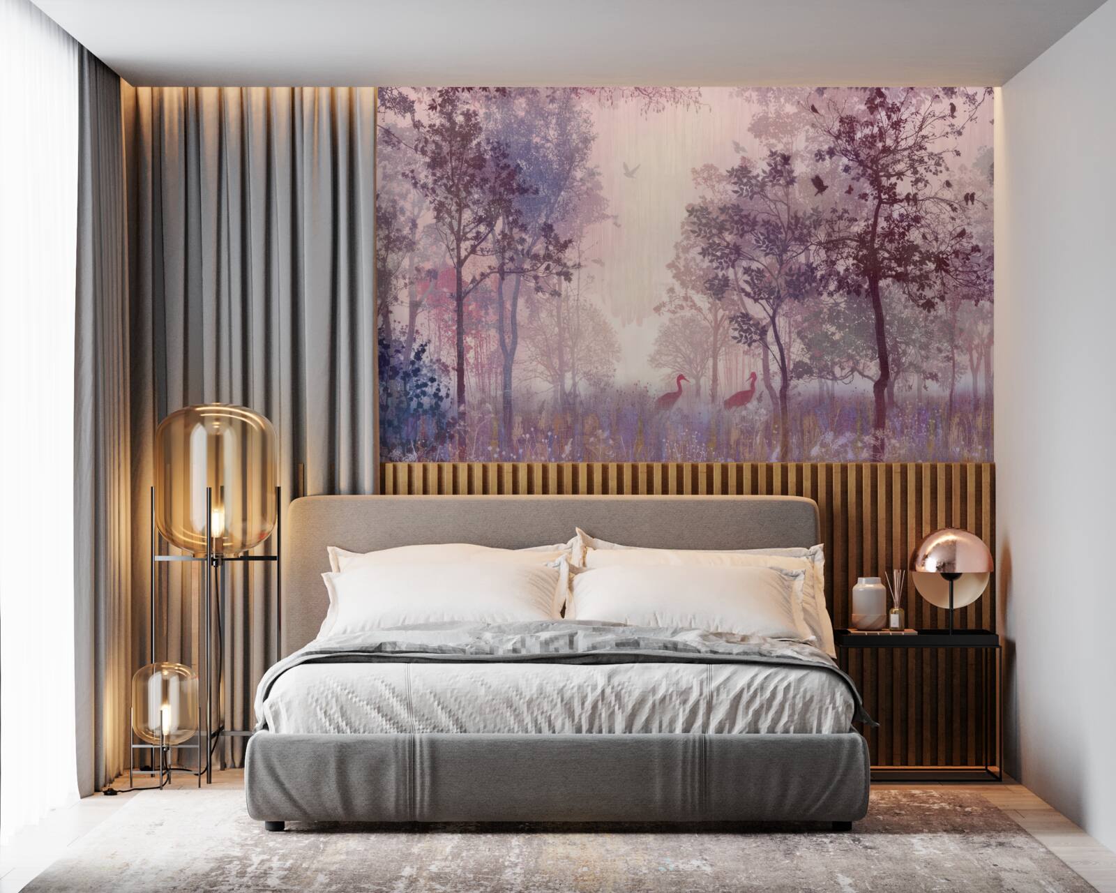 Fotobehang aquarel herfstbos