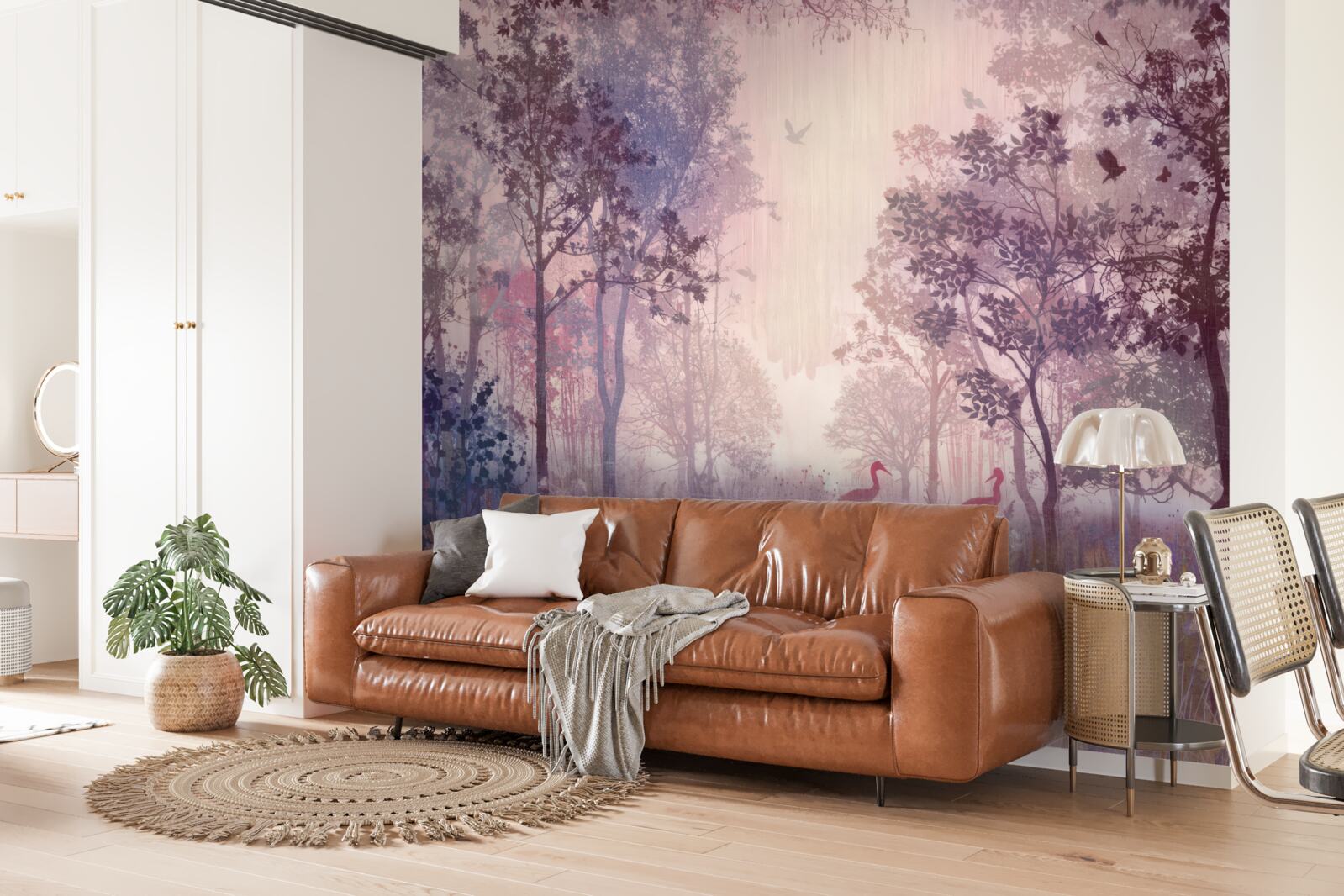 Fotobehang aquarel herfstbos