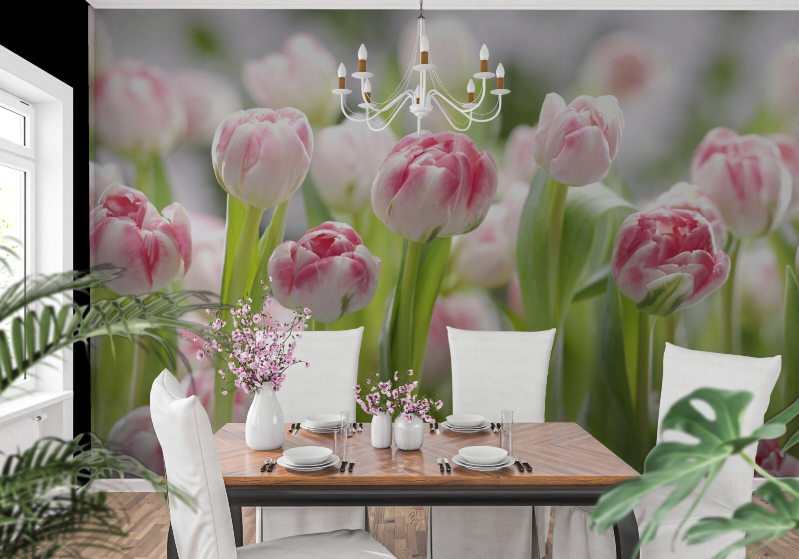 Fotobehang ongeopende tulpenknoppen