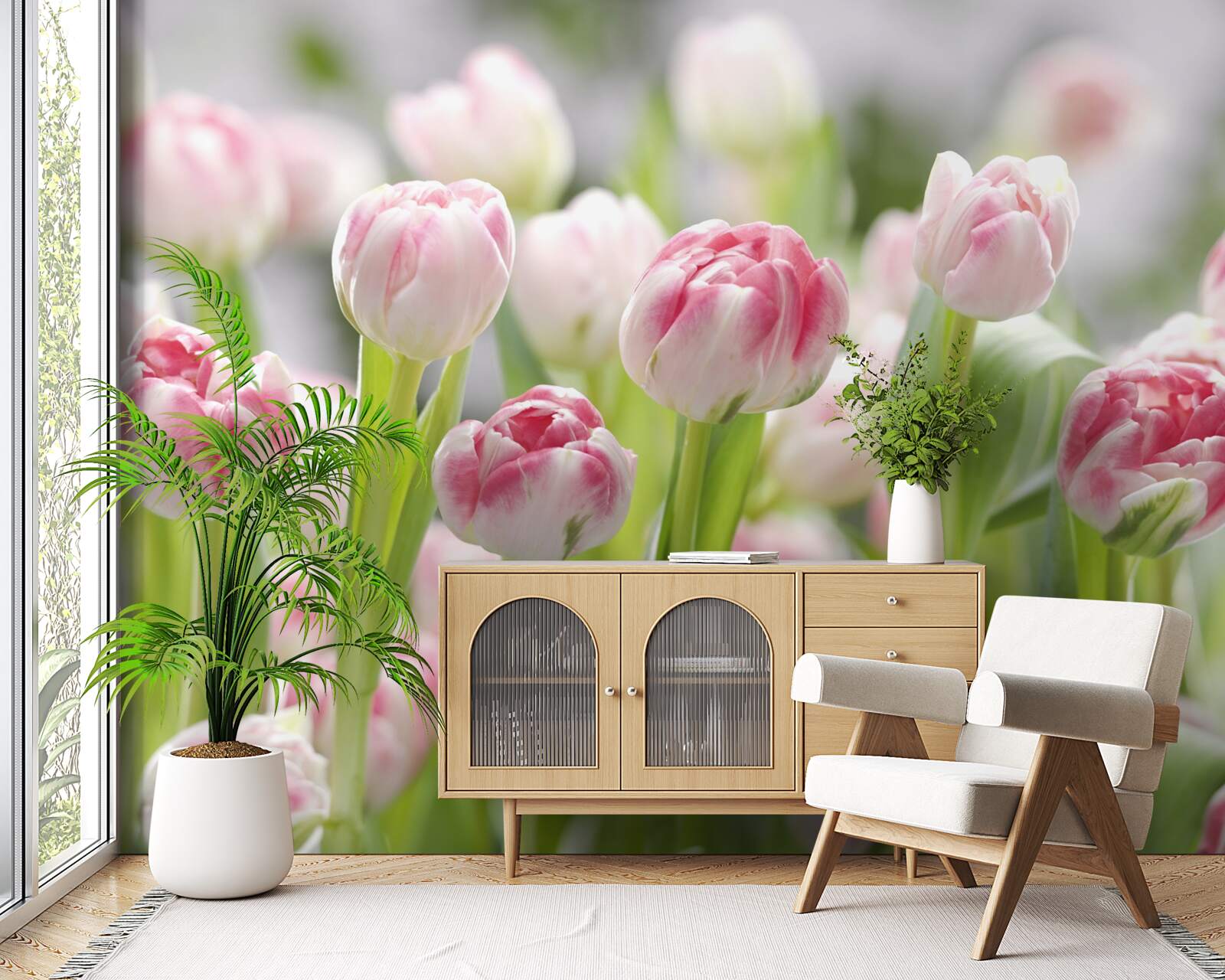 Fotobehang ongeopende tulpenknoppen