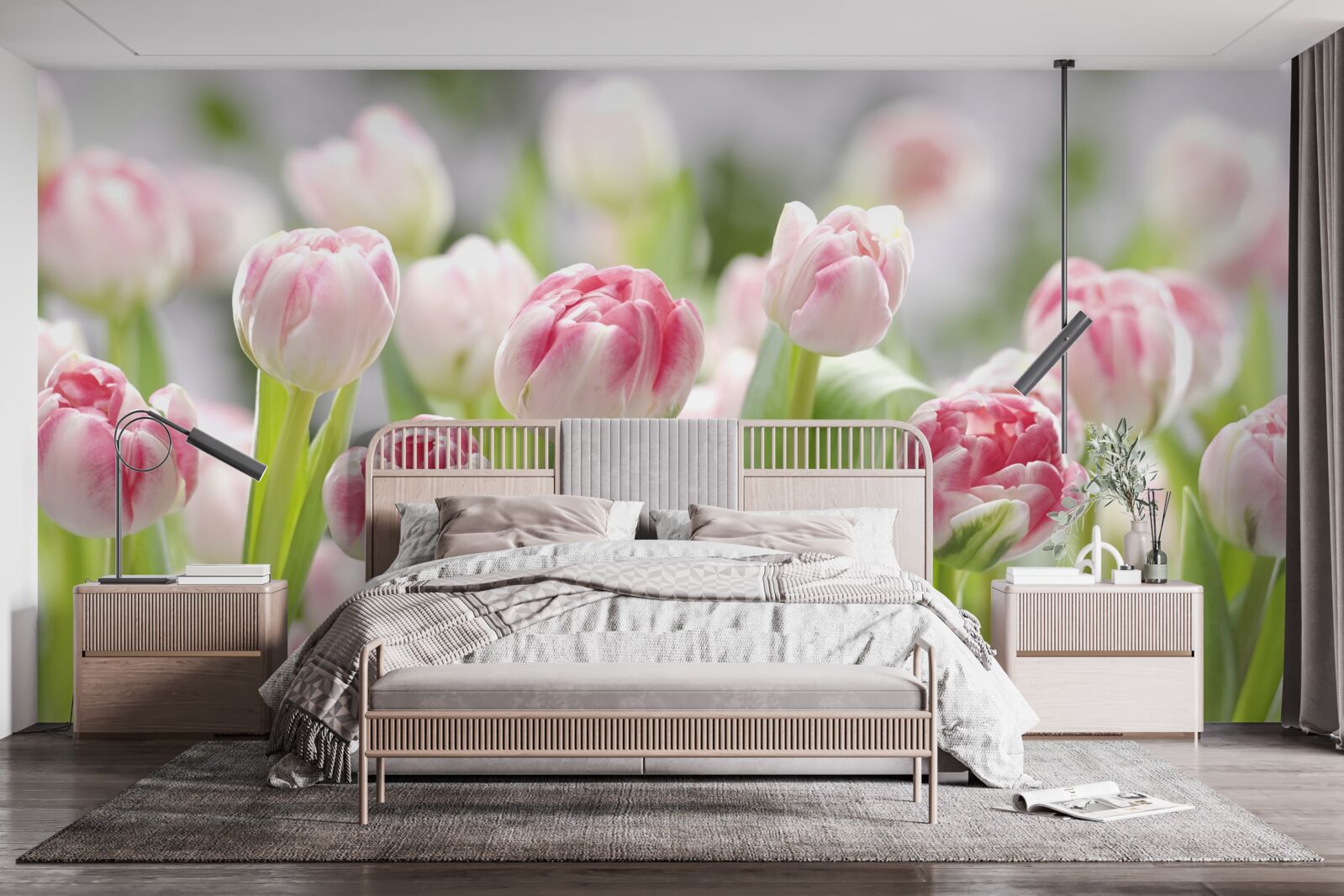 Fotobehang ongeopende tulpenknoppen