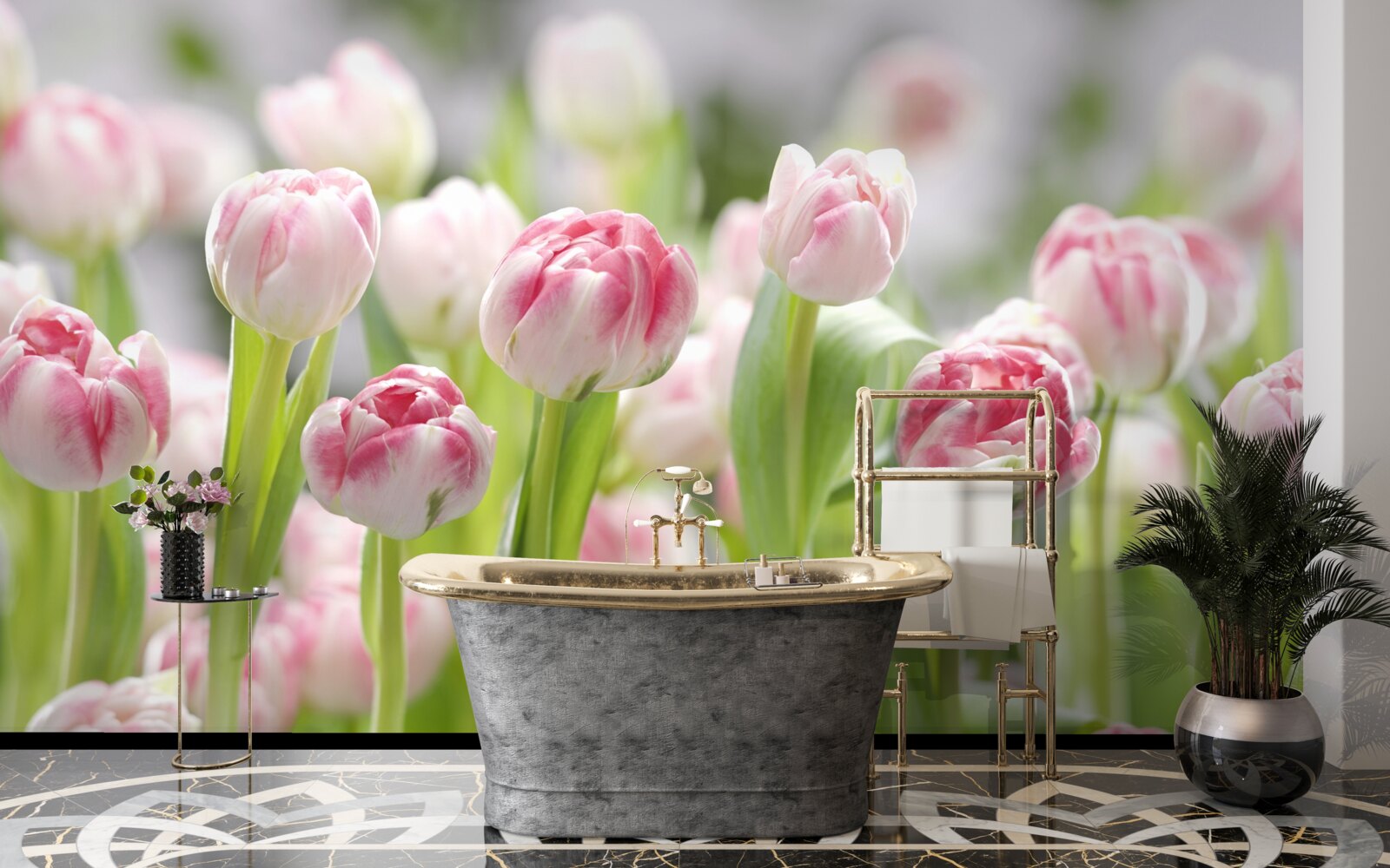 Fotobehang ongeopende tulpenknoppen