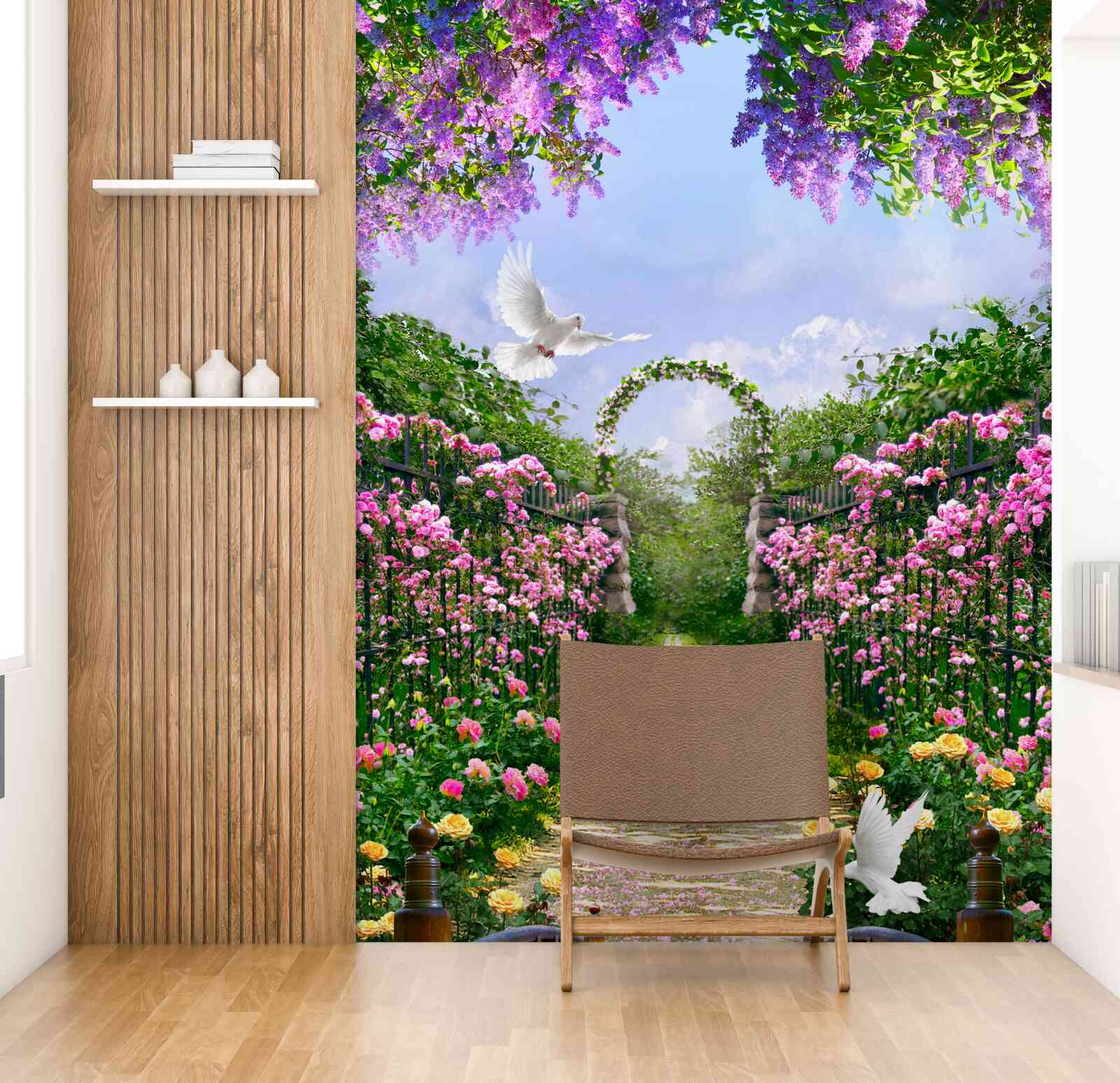 Fotobehang Pad naar de bloementuin