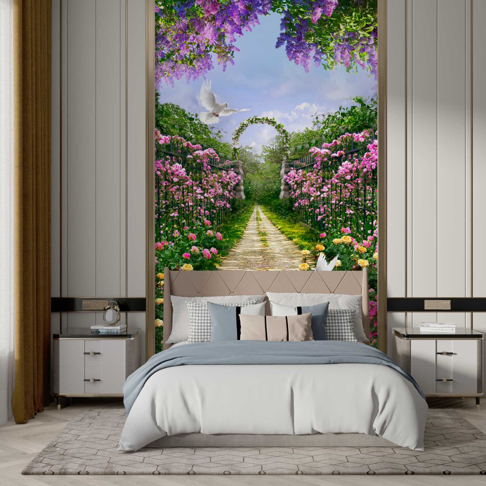 Fotobehang Pad naar de bloementuin