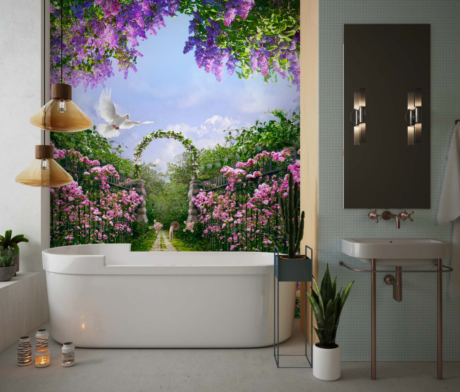 Fotobehang Pad naar de bloementuin