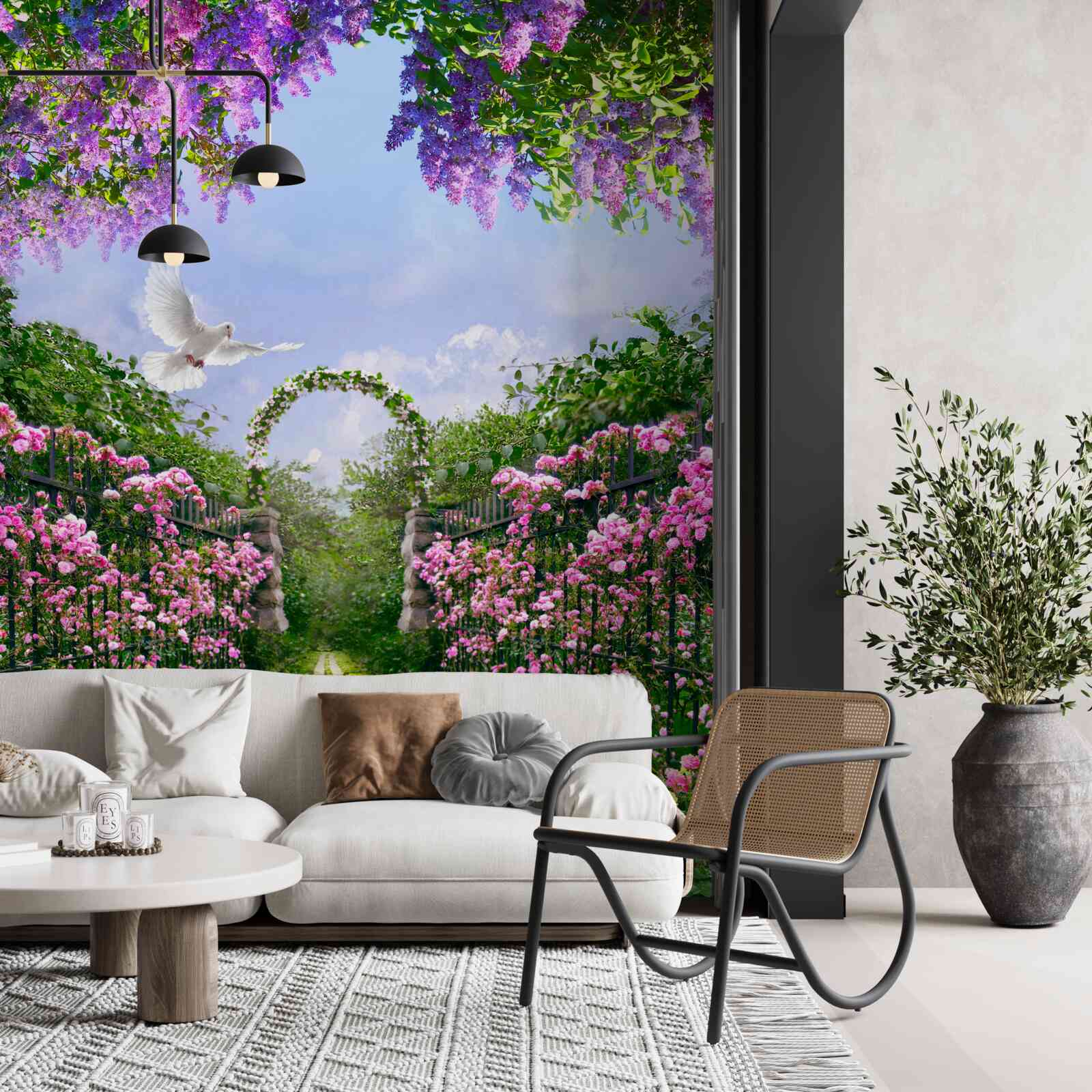 Fotobehang Pad naar de bloementuin