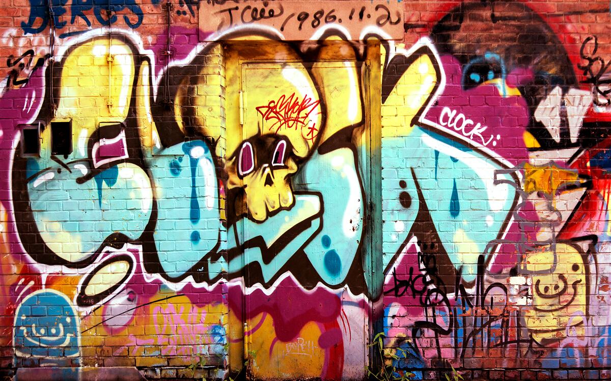 Fotobehang graffiti met heldere letters