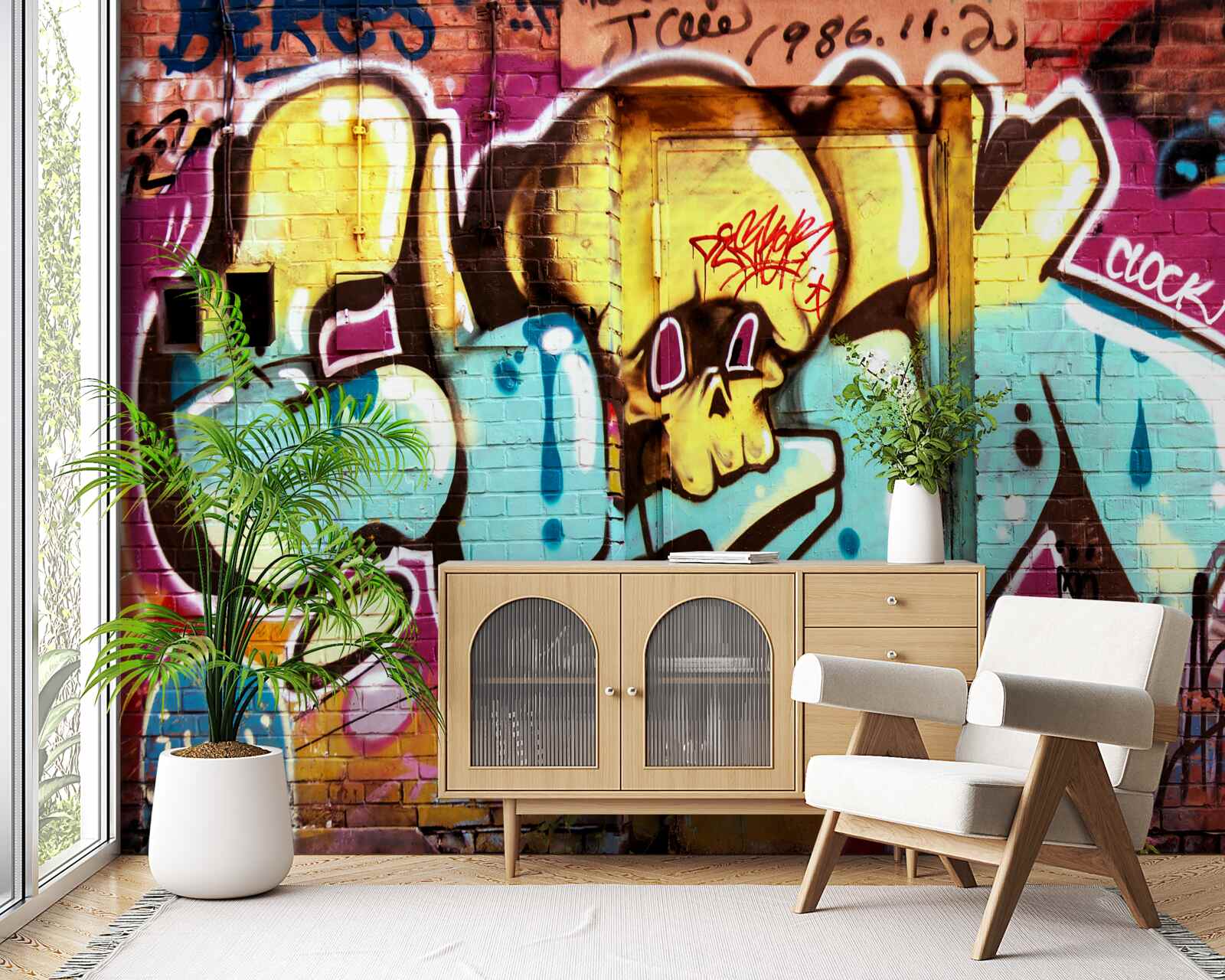 Fotobehang graffiti met heldere letters